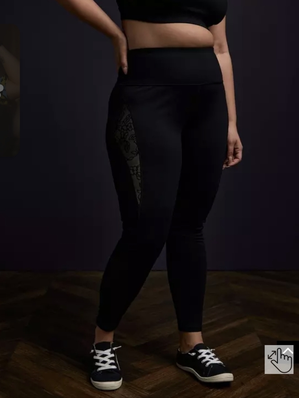 torrid Black Active Leggings with Floral Printed ...size:3 - Picture 1 of 13